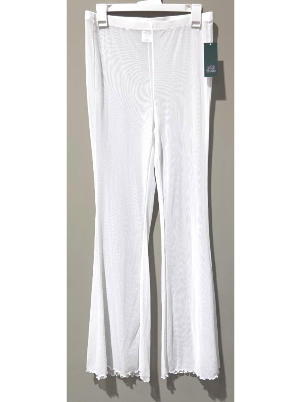 Wild Fable White Mesh High Waist & Flare Leg Swim Cover Up Pants -- Medium 8/10
